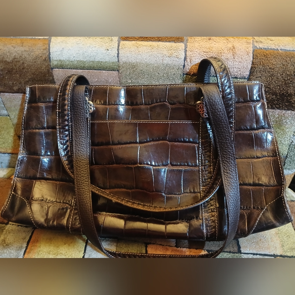 Embossed Leather Croc Pattern Handbag Brighton - image 2
